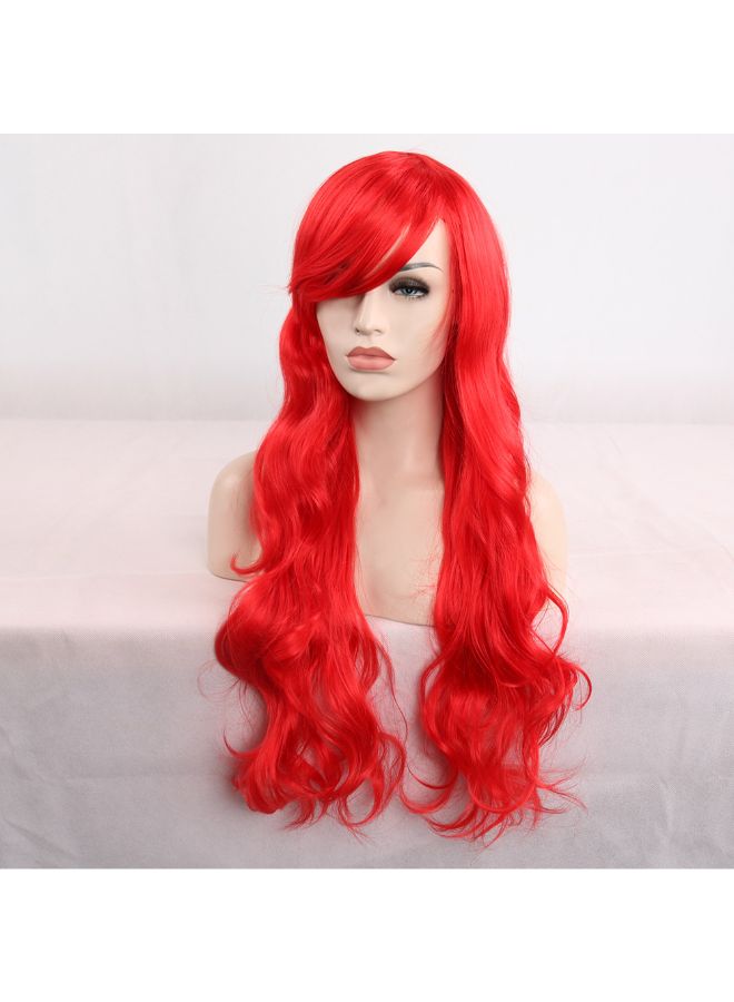 Voberry Heat Resistant Blonde Long Curly Full Wig Red 8x8x8cm - Image 4