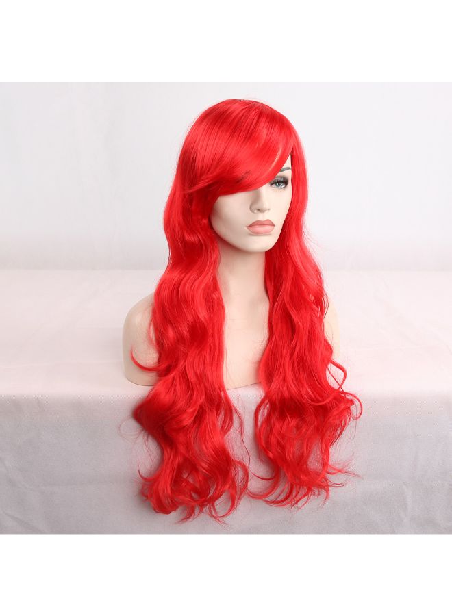 Voberry Heat Resistant Blonde Long Curly Full Wig Red 8x8x8cm - Image 5