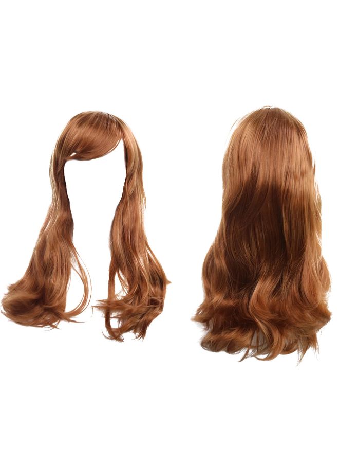 فوبيري شعر مستعار طويل ومجعد ومقاوم لدرجات الحرارة العالية، لون أشقر بني 8x8x8سم - Image 2