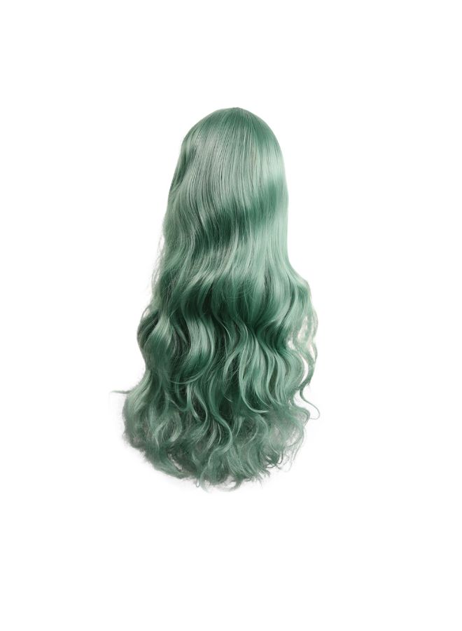 فوبيري شعر مستعار بطول كامل وتجاعيد طويلة ومقاوم للحرارة بلون أشقر نعناع أخضر 8x8x8سم - Image 2