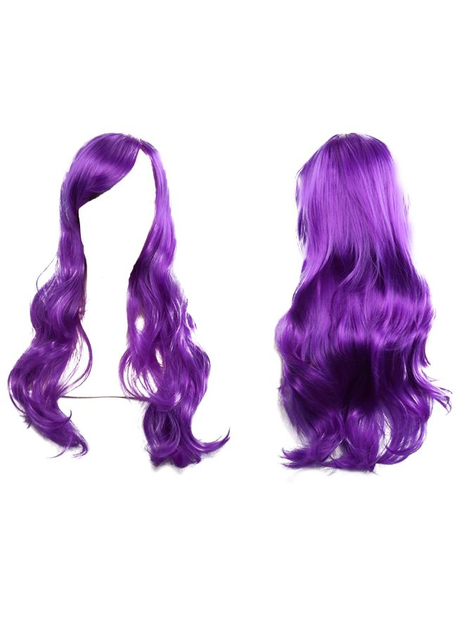 Voberry Heat Resistant Blonde Long Curly Hair Wig Purple 8x8x8cm - Image 2