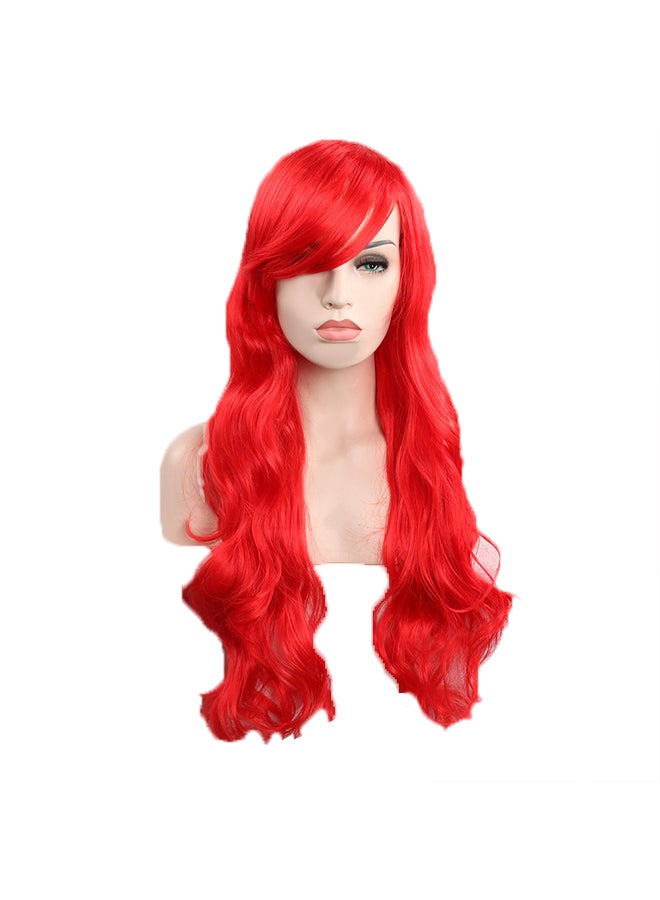 Voberry Heat Resistant Blonde Long Curly Full Wig Red 8x8x8cm - Image 1