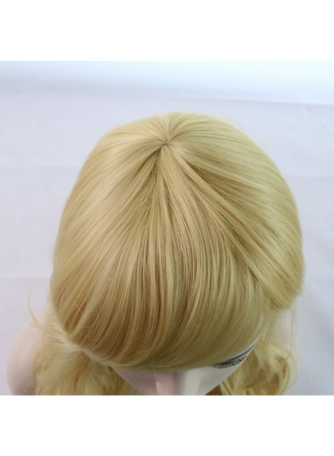 Voberry Heat Resistant Long Curly Full Wig Blonde 8x8x8cm - Image 5