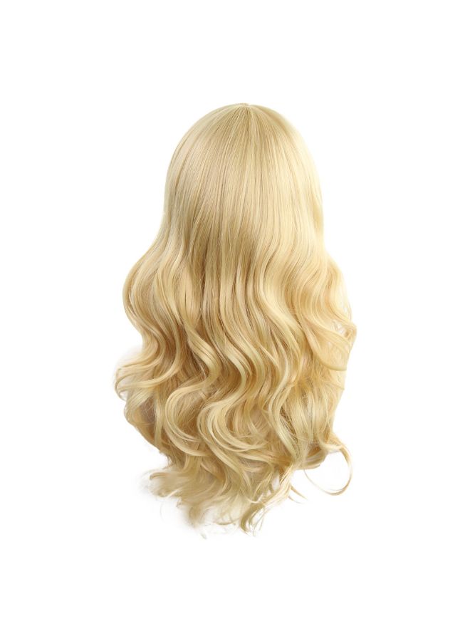 Voberry Heat Resistant Long Curly Full Wig Blonde 8x8x8cm - Image 2