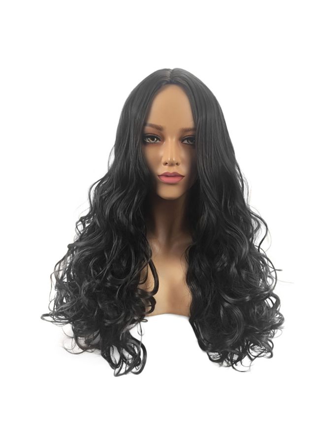 Voberry Soft Synthetic Long Wave Curly Wig Black 22x18x3cm - Image 3