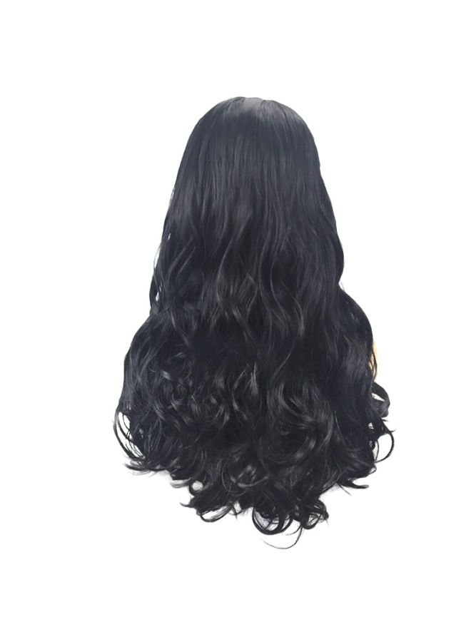 Voberry Soft Synthetic Long Wave Curly Wig Black 22x18x3cm - Image 2