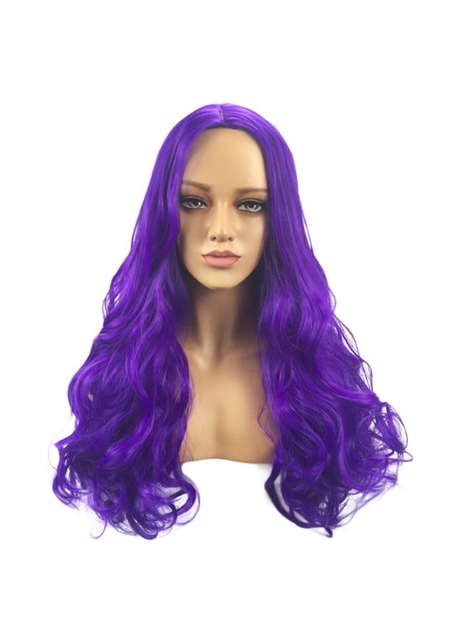 فوبيري شعر مستعار مجعد مموج طويل ناعم مصنوع من الألياف الصناعية أرجواني 22x18x3سم - Image 3