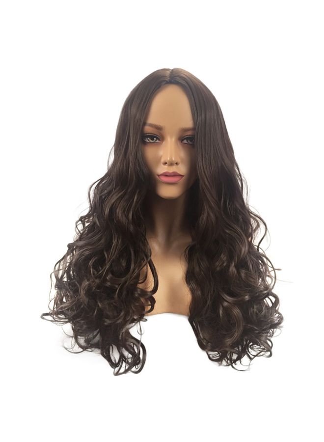 فوبيري شعر مستعار مجعد مموج طويل ناعم مصنوع من الألياف الصناعية أسود 22x18x3سم - Image 2