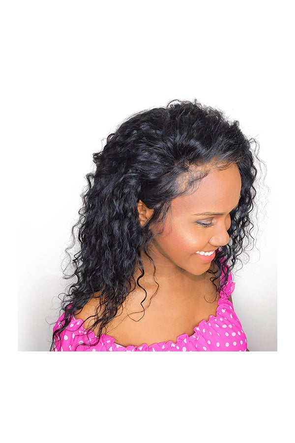 Voberry Brazilian Less Lace Front Full Wig Black 20x15x2centimeter - Image 1