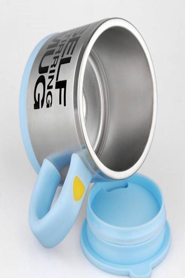 OTES Self Stirring Mug Silver/Black/Blue 8.8x14.3x11.5cm - Image 2