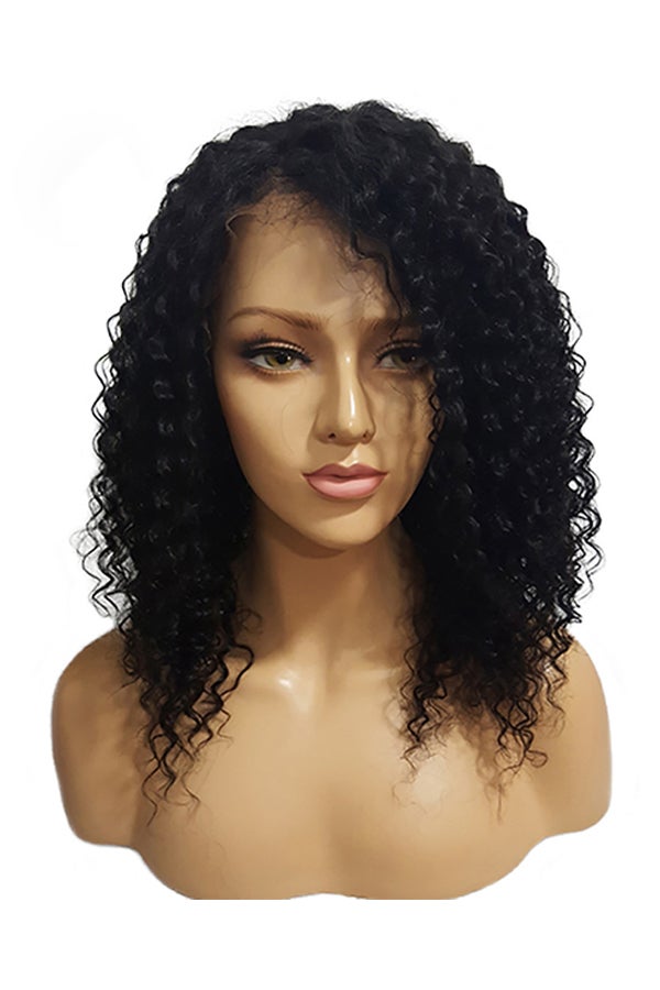 Voberry Brazilian Less Lace Front Full Wig Black 22x18x2cm - Image 1