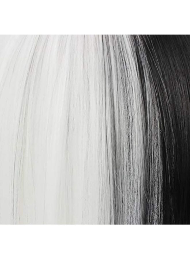 فوبيري شعر مستعار أملس وقصير مصنوع من ألياف صناعية بتسريحة بوب مع غرة أسود/ أبيض 22x20x5سم - Image 2