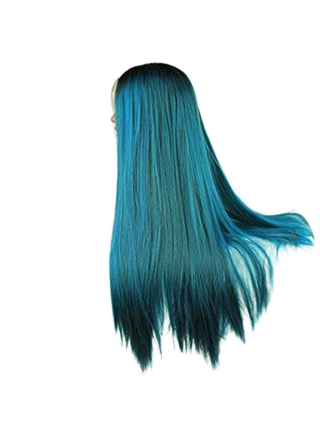 Voberry Synthetic Straight Lace Front Wig Cyan Blue 20x18x3cm - Image 5