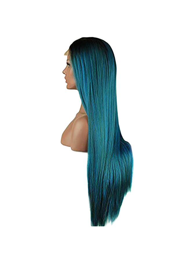 Voberry Synthetic Straight Lace Front Wig Cyan Blue 20x18x3cm - Image 3