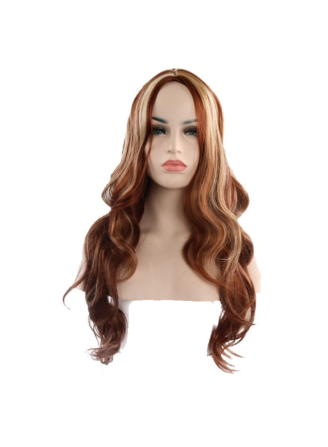 فوبيري شعر مستعار طويل ومموج مصنوع من ألياف صناعية بمظهر طبيعي بني 25x15x5سم - Image 4