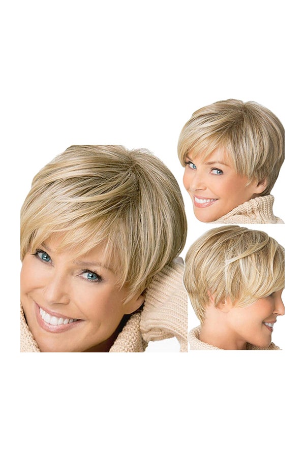 Voberry Short Straight Synthetic Wig Blonde 20x18x3cm - Image 1