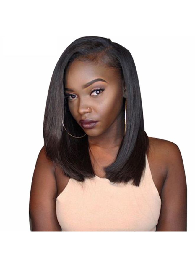 Voberry Glueless Bob Brazilian Straight Short Lace Hair Wig Black 18x8x15cm - Image 3