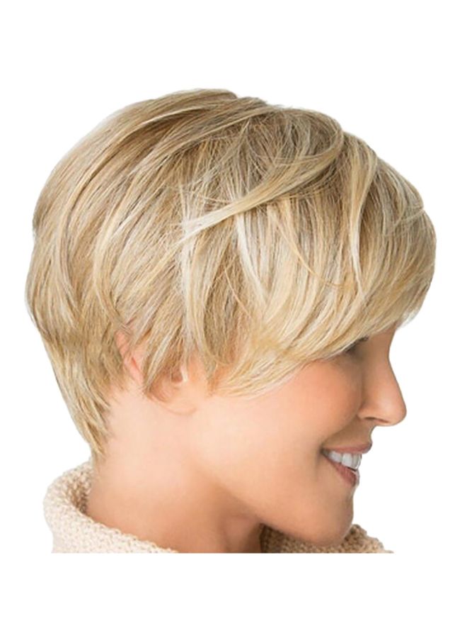 Voberry Short Straight Synthetic Wig Blonde 20x18x3cm - Image 5