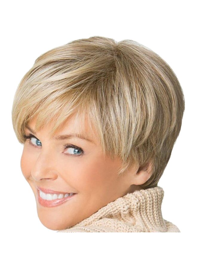 Voberry Short Straight Synthetic Wig Blonde 20x18x3cm - Image 4
