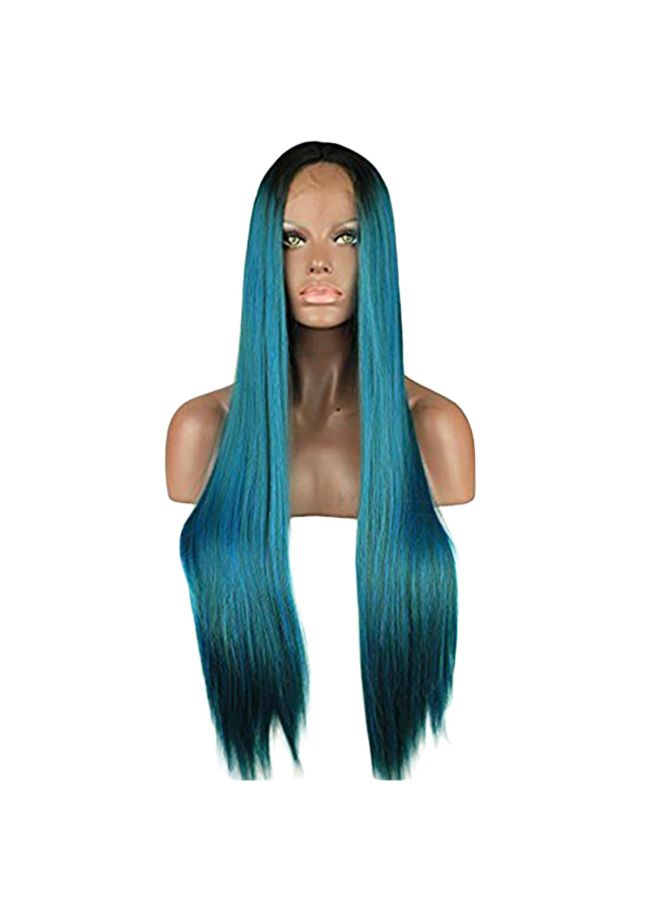 Voberry Synthetic Straight Lace Front Wig Cyan Blue 20x18x3cm - Image 4