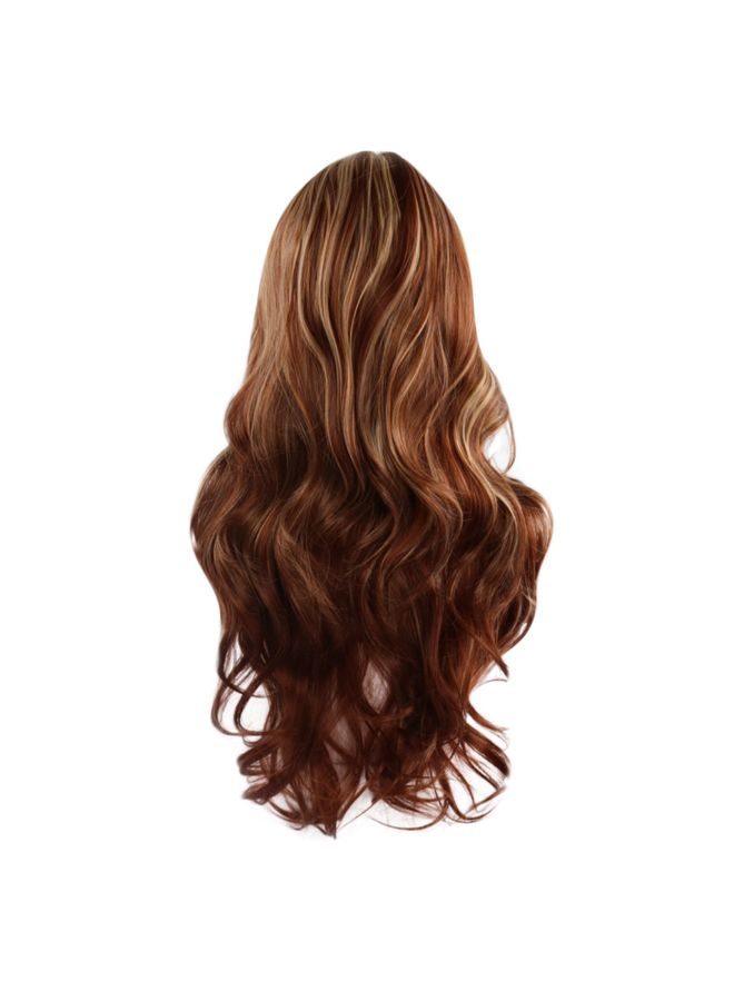 فوبيري شعر مستعار طويل ومموج مصنوع من ألياف صناعية بمظهر طبيعي بني 25x15x5سم - Image 2