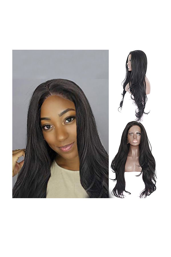 Voberry Brazilian Less Lace Front Full Wig Black 22x20x4cm - Image 1