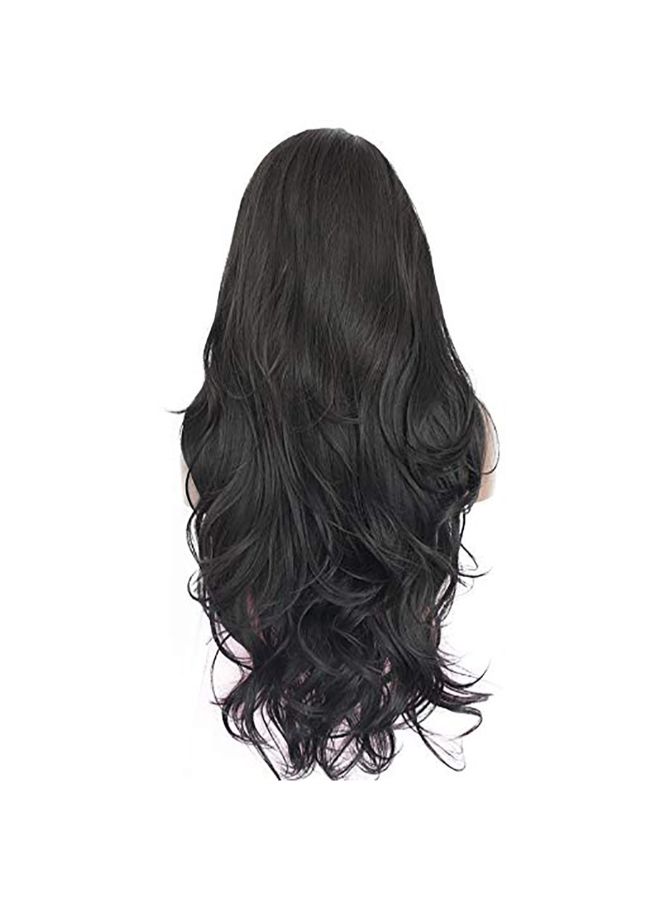 Voberry Brazilian Less Lace Front Full Wig Black 22x20x4cm - Image 2