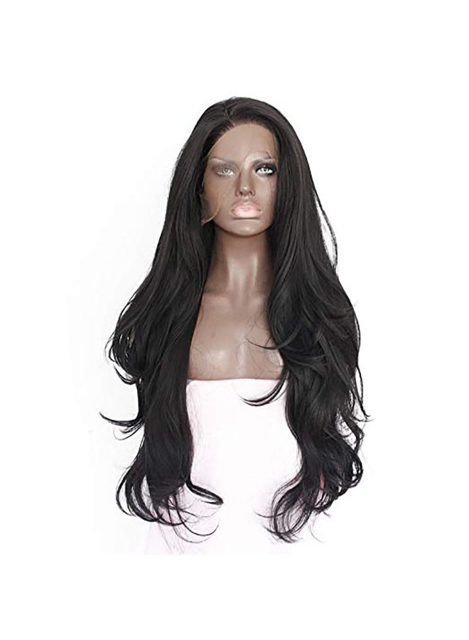 Voberry Brazilian Less Lace Front Full Wig Black 22x20x4cm - Image 3