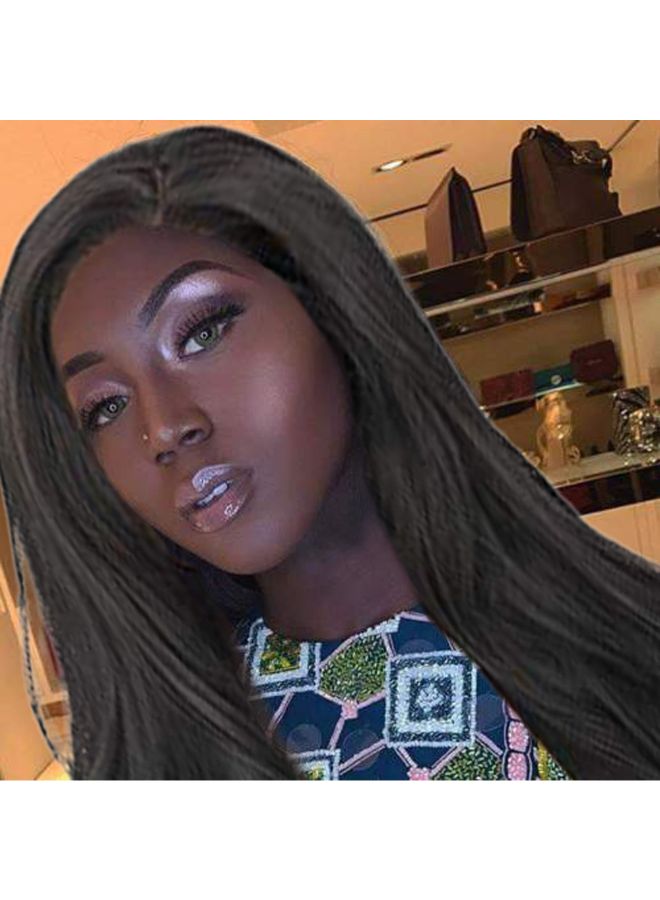 Voberry Brazilian Less Lace Front Full Wig Black 22x20x4cm - Image 4