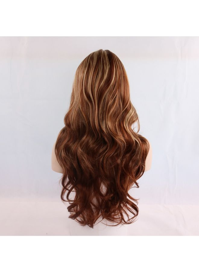 فوبيري شعر مستعار طويل ومموج مصنوع من ألياف صناعية بمظهر طبيعي بني 25x15x5سم - Image 5