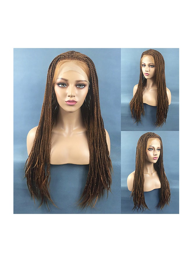 Voberry Synthetic Hair Braided Lace Front Wig Brown 20x18x3cm - Image 1