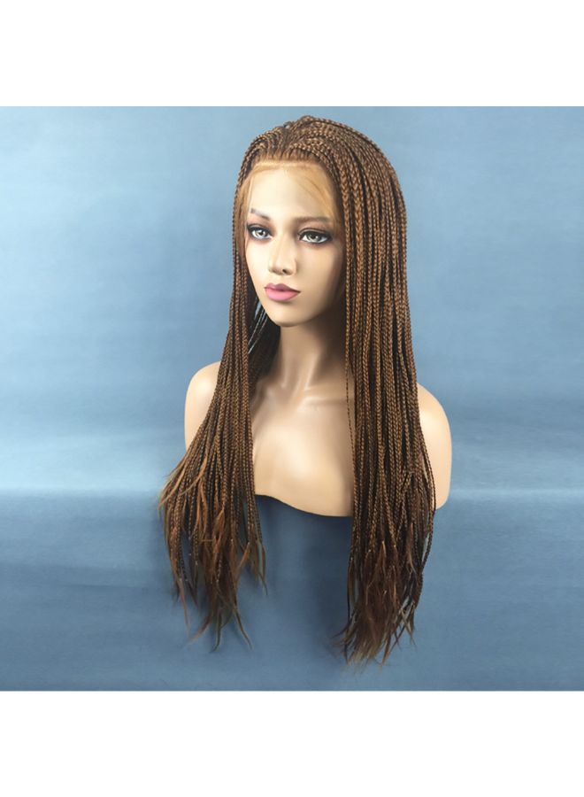 Voberry Synthetic Hair Braided Lace Front Wig Brown 20x18x3cm - Image 3