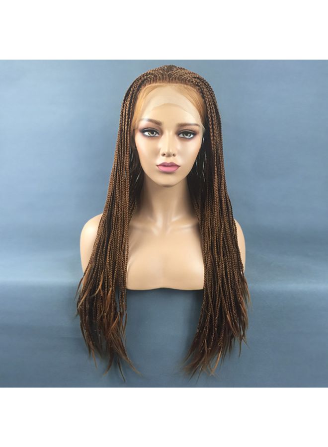 Voberry Synthetic Hair Braided Lace Front Wig Brown 20x18x3cm - Image 5