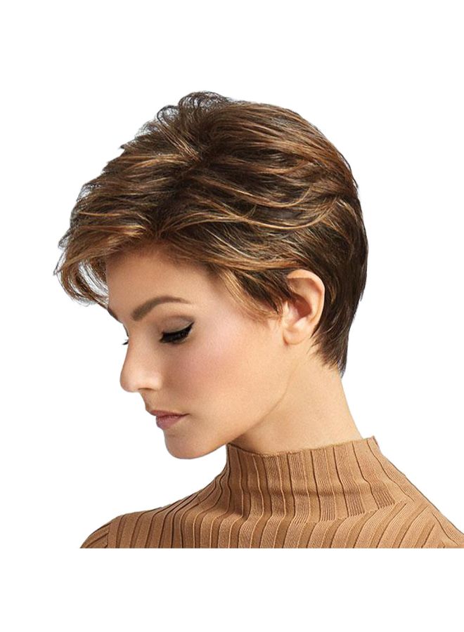Voberry Synthetic Gradient Fiber Short Hair Wig Brown 20 x 18cm  - Image 3