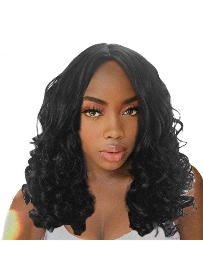 Voberry Cosplay Party Short Wavy Curly Wig Black 15x5x15cm - Image 2