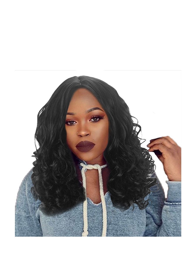 Voberry Cosplay Party Short Wavy Curly Wig Black 15x5x15cm - Image 1