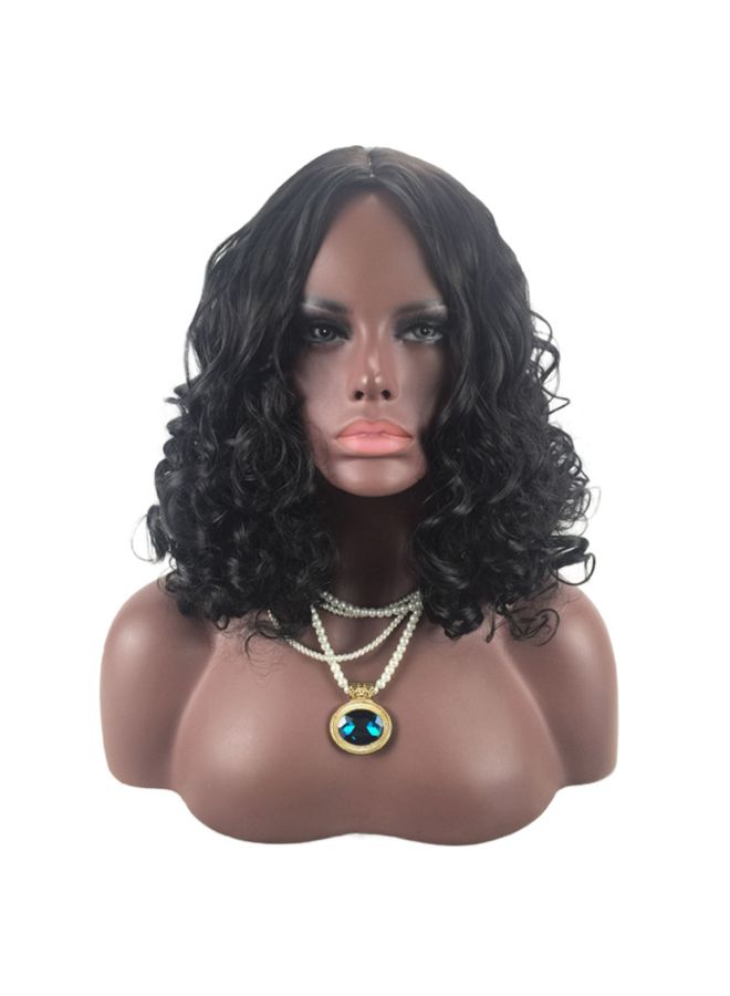 Voberry Cosplay Party Short Wavy Curly Wig Black 15x5x15cm - Image 3