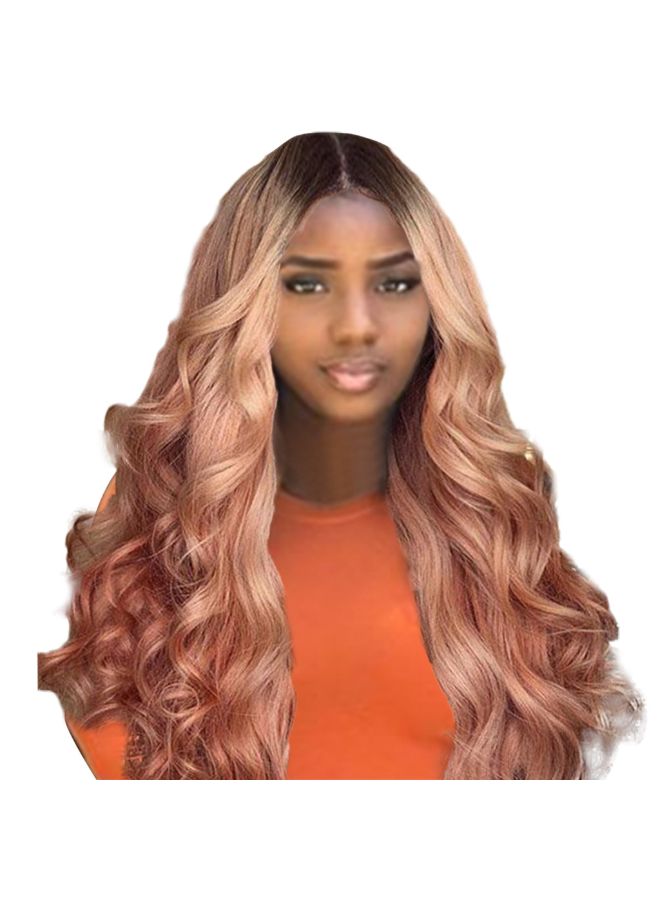 Voberry Brazilian Short Wavy Curly Parting High Temperature Fiber Wig Rose Gold 20x5x20cm - Image 5