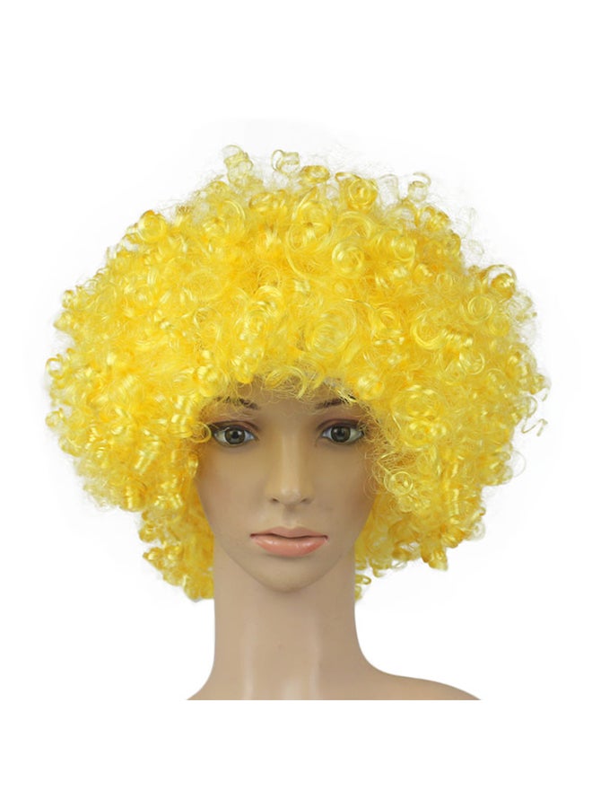 Voberry Party Disco Afro Clown Masquerade Hair Wig Yellow 25 x 16cm - Image 1