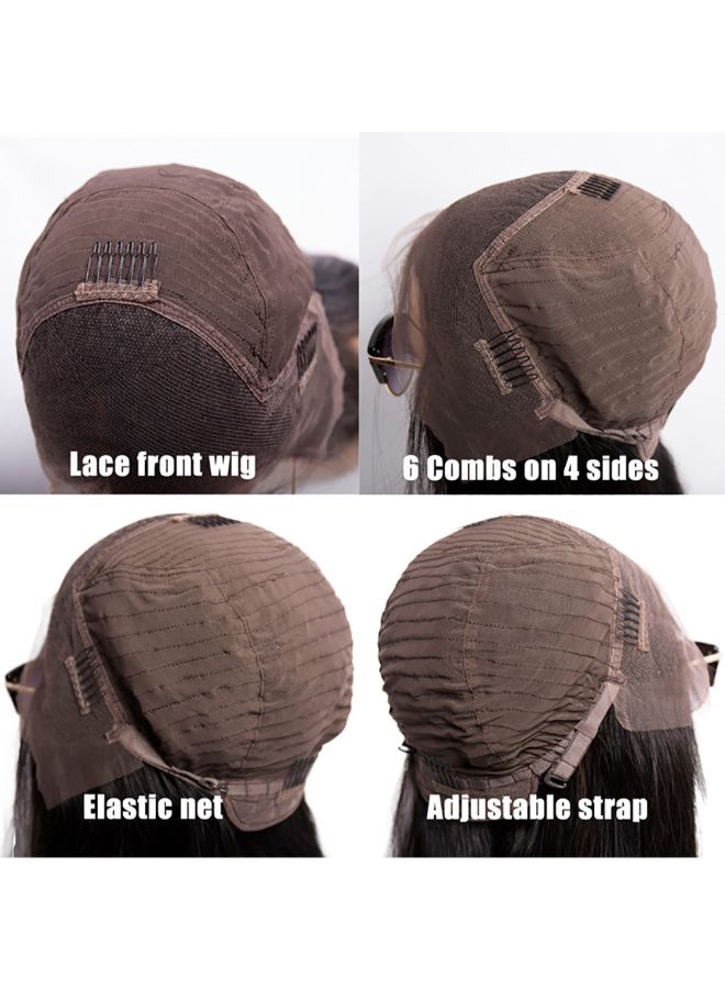 Voberry Short Straight Synthetic Heat Resistant Front Lace Wig Black 20x18x3cm - Image 5