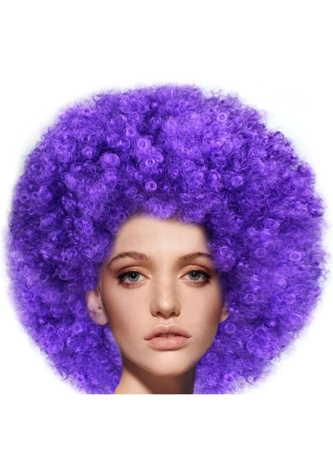 Voberry Party Disco Afro Clown Masquerade Hair Wig Purple 25 x 16cm - Image 2