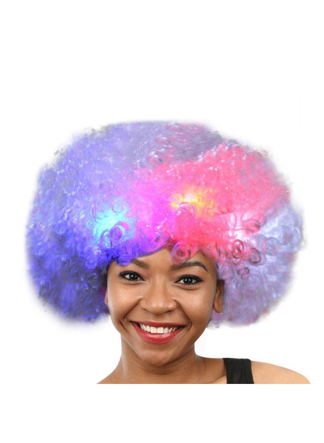 Voberry Party Disco Led Flash Afro Clown Masquerade Hair Wig White 25 x 16cm - Image 1