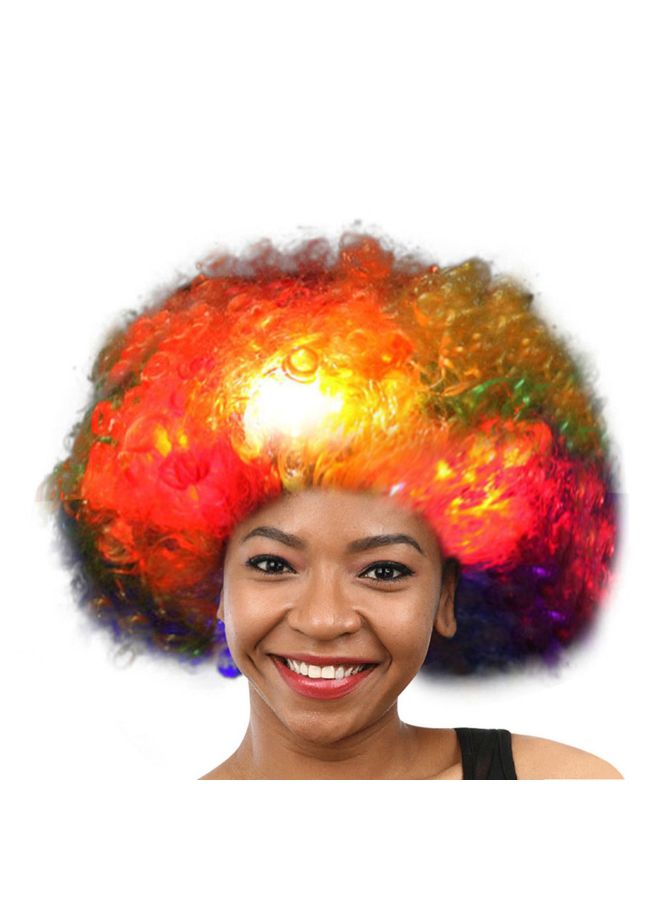 Voberry Party Disco Led Flash Afro Clown Masquerade Hair Wig Multicolour 25 x 16cm - Image 2