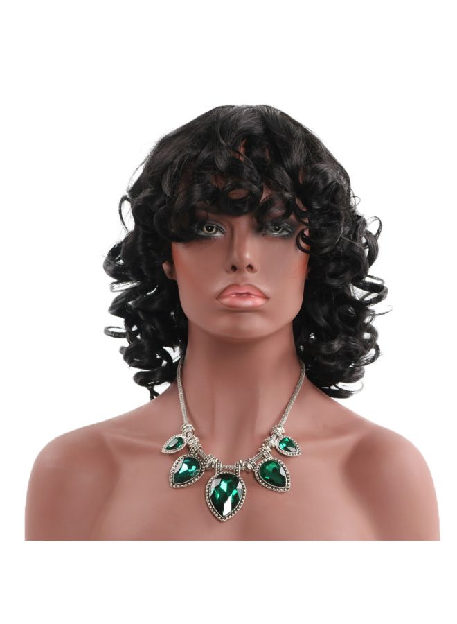 فوبيري شعر مستعار مجعد يغطي الرأس بالكامل مناسب للحفلات التنكرية أسود 28x15x5سم - Image 4