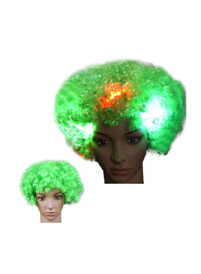 Voberry Party Disco LED Flash Afro Masquerade Clown Hair Wig Green 25x16x5cm - Image 1