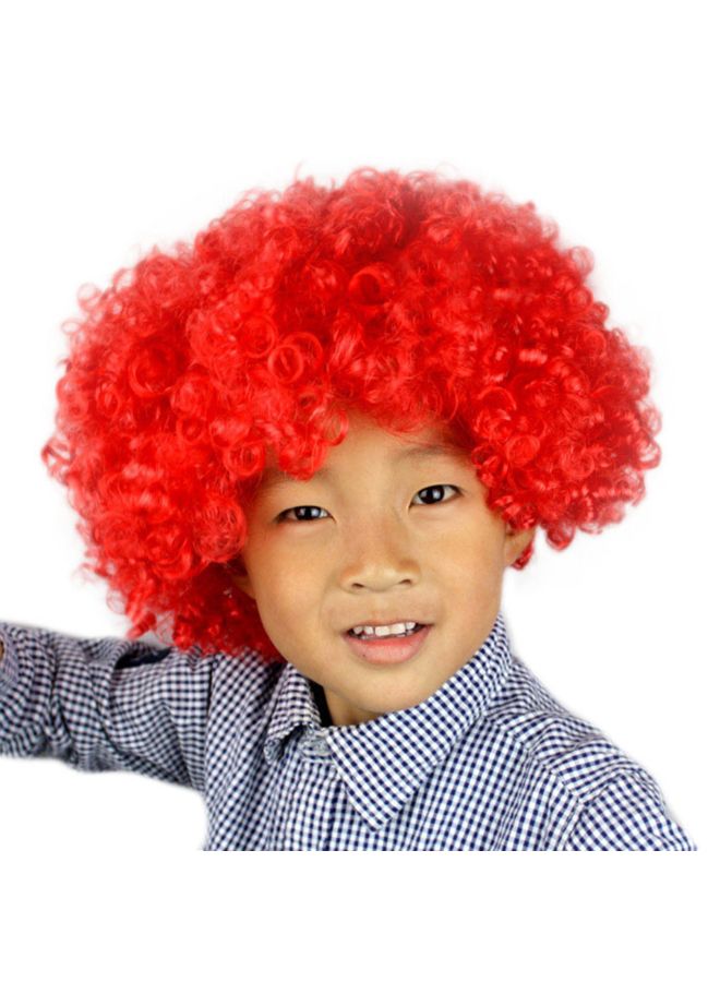 Voberry Party Disco Funny Afro Clown Football Fan-Kids Masquerade Wig Red 25x16x5cm - Image 2