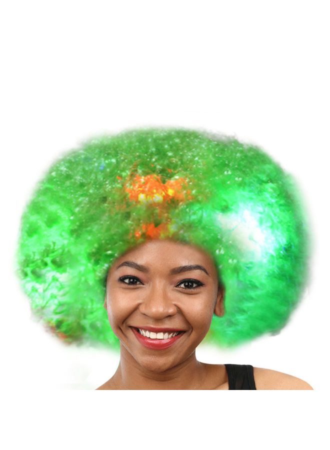 Voberry Party Disco LED Flash Afro Masquerade Clown Hair Wig Green 25x16x5cm - Image 2