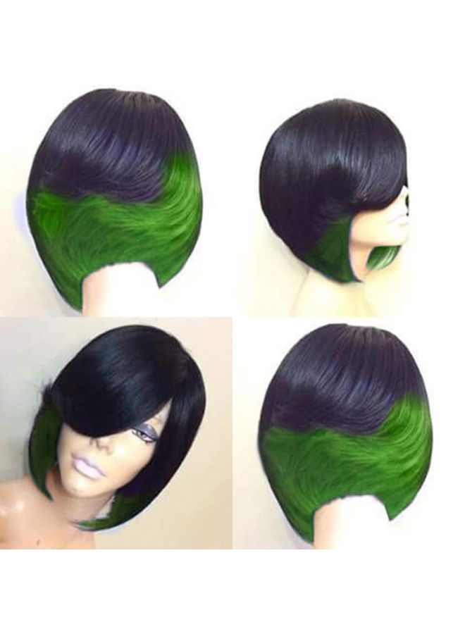 Voberry Full Cover Bang Wig Black/Green 28x15x5cm - Image 4