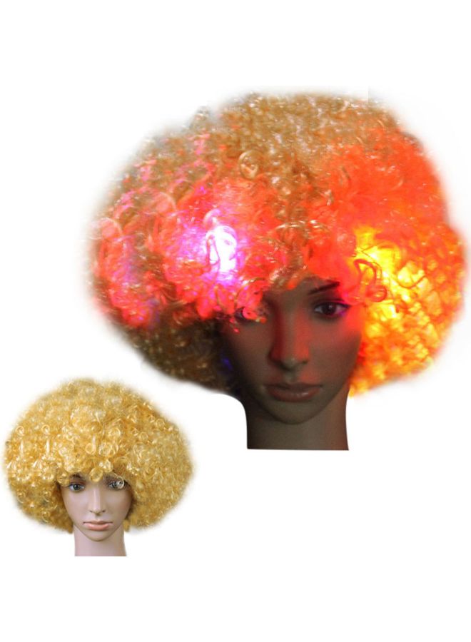Voberry Party Disco Led Flash Afro Clown Masquerade Hair Wig Gold 25 x 16cm - Image 3