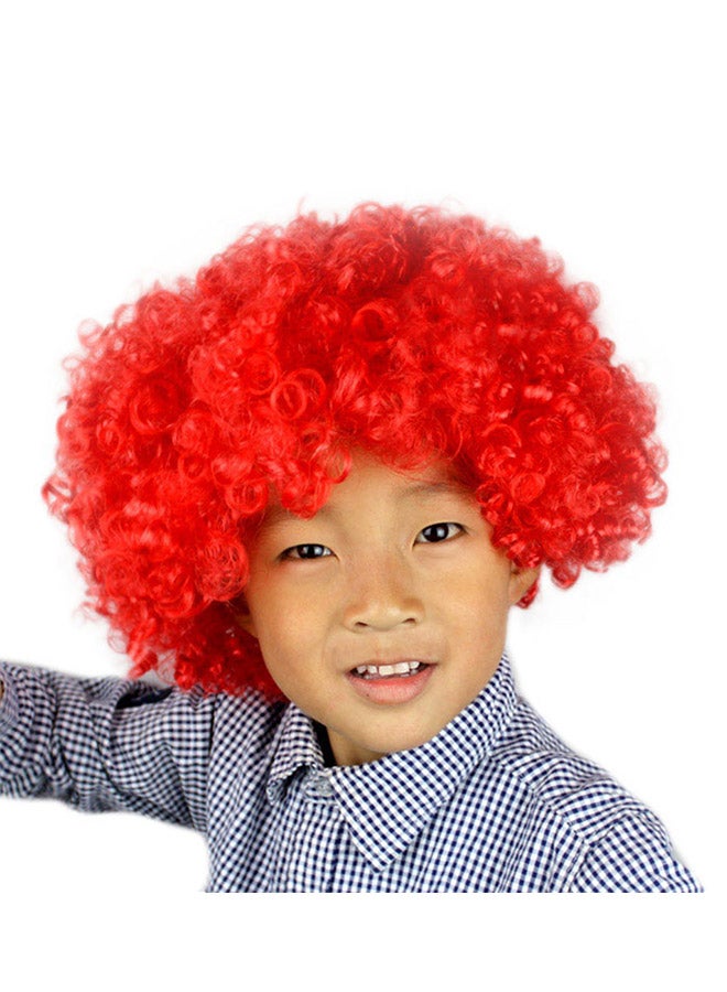 Voberry Party Disco Funny Afro Clown Football Fan-Kids Masquerade Wig Red 25x16x5cm - Image 1